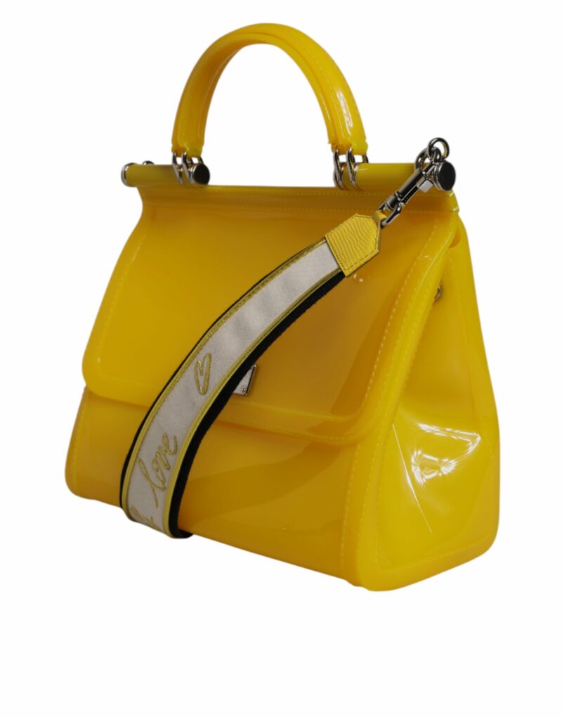 Dolce & Gabbana Yellow PVC Cotton Satchel Shoulder Strap Bag - Image 4