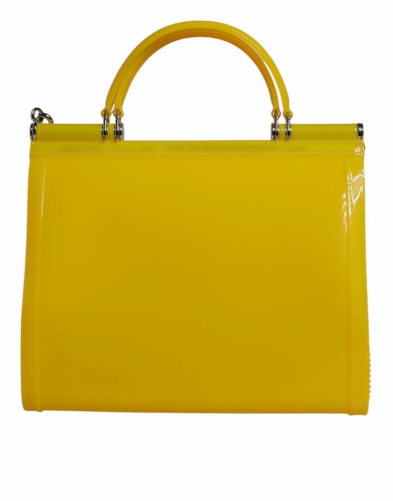 Dolce & Gabbana Yellow PVC Cotton Satchel Shoulder Strap Bag - Image 5