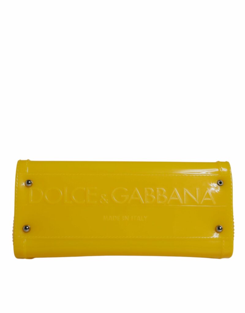 Dolce & Gabbana Yellow PVC Cotton Satchel Shoulder Strap Bag - Image 7