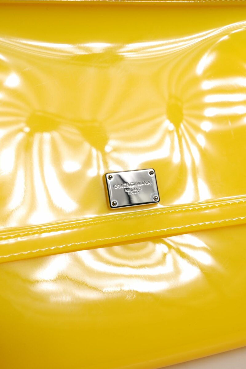 Dolce & Gabbana Yellow PVC Cotton Satchel Shoulder Strap Bag - Image 8