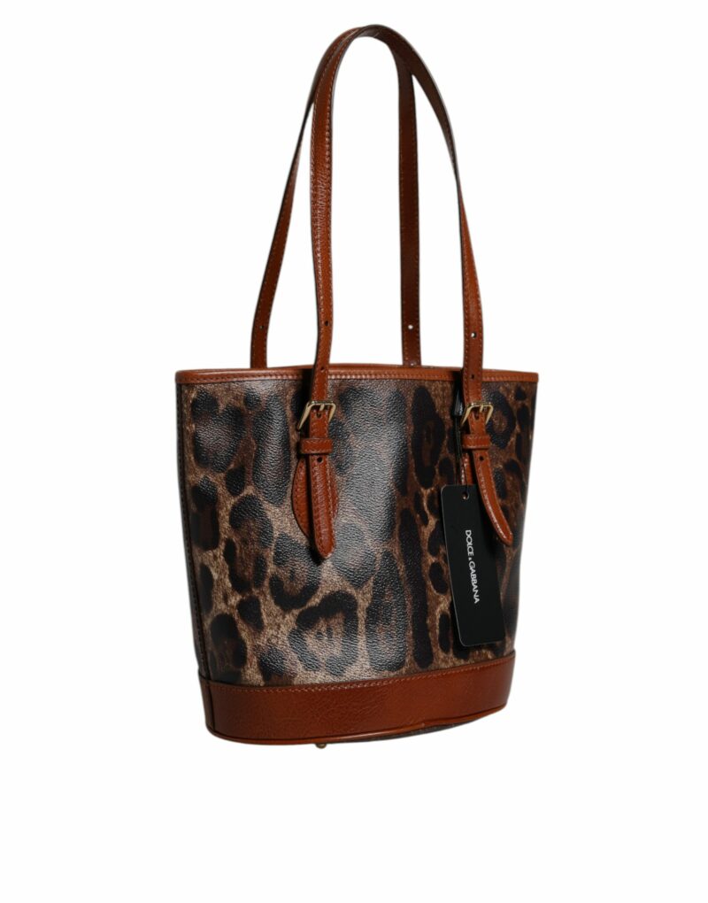 Dolce & Gabbana Brown Leopard Leather Shoulder Strap Tote Bag - Image 3