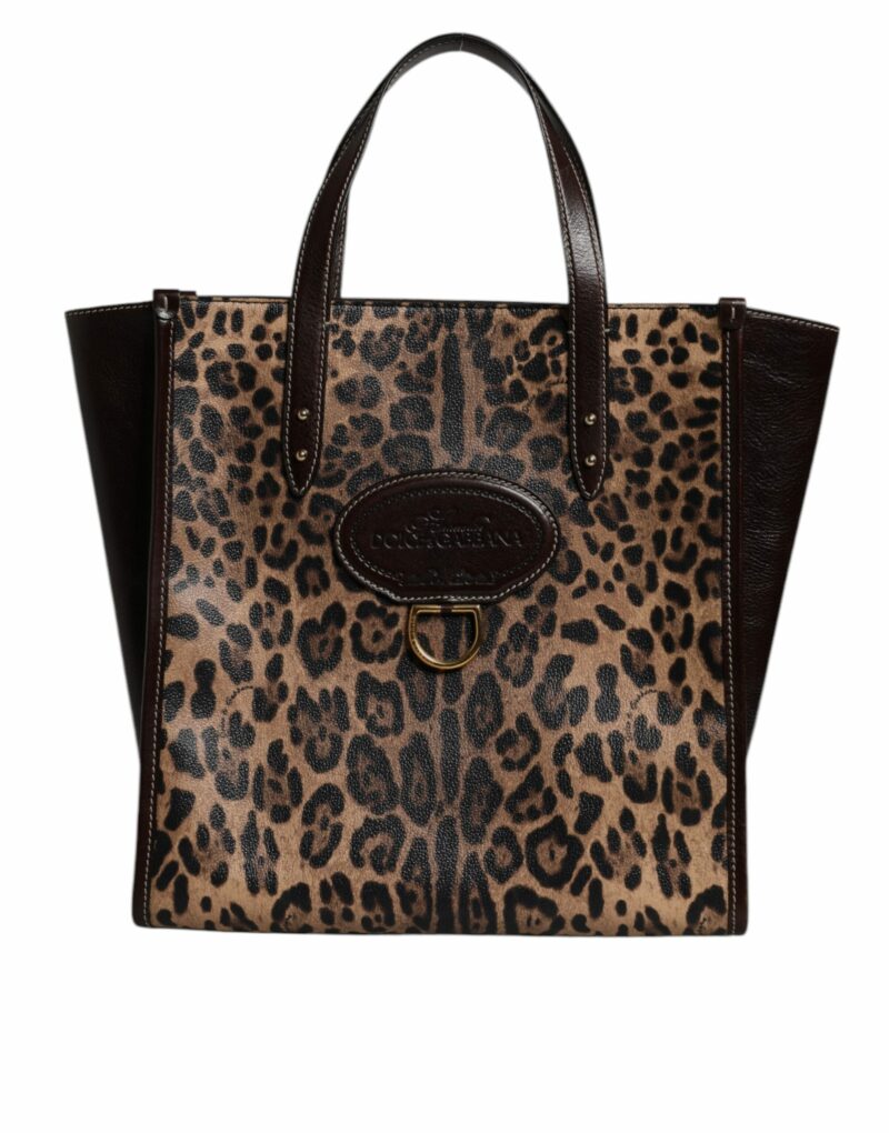 Dolce & Gabbana Brown Leopard Leather Shoulder Strap Tote Bag - Image 2