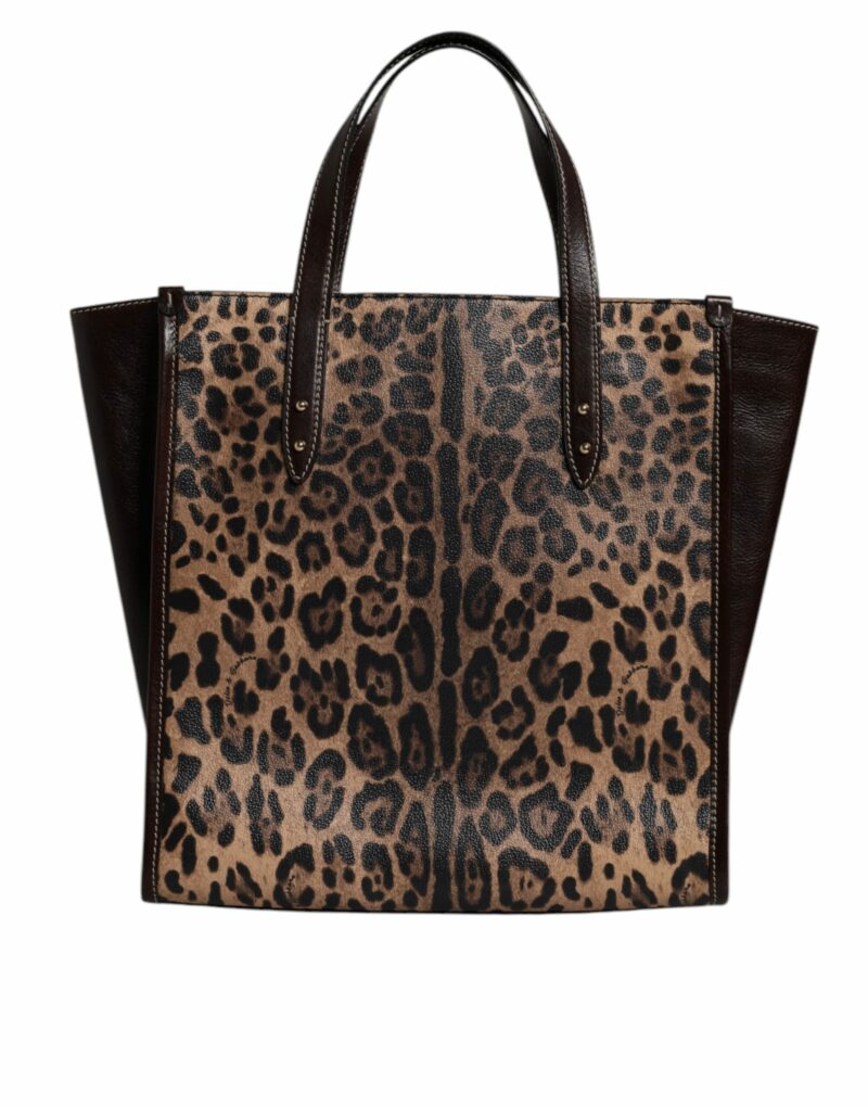 Dolce & Gabbana Brown Leopard Leather Shoulder Strap Tote Bag - Image 4