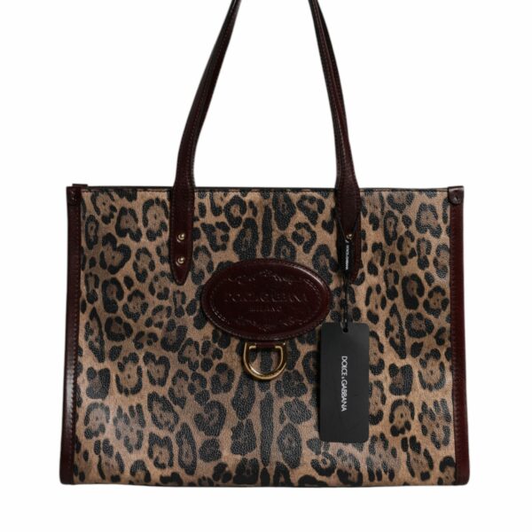 Dolce & Gabbana Brown Leopard Leather Shoulder Strap Tote Bag