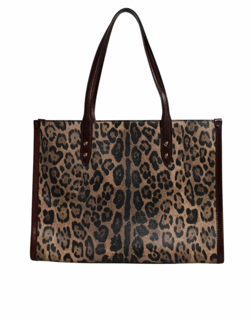 Dolce & Gabbana Brown Leopard Leather Shoulder Strap Tote Bag - Image 4