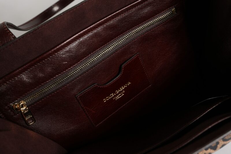 Dolce & Gabbana Brown Leopard Leather Shoulder Strap Tote Bag - Image 8