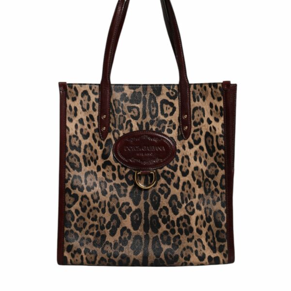 Dolce & Gabbana Brown Leopard Leather Shoulder Strap Tote Bag