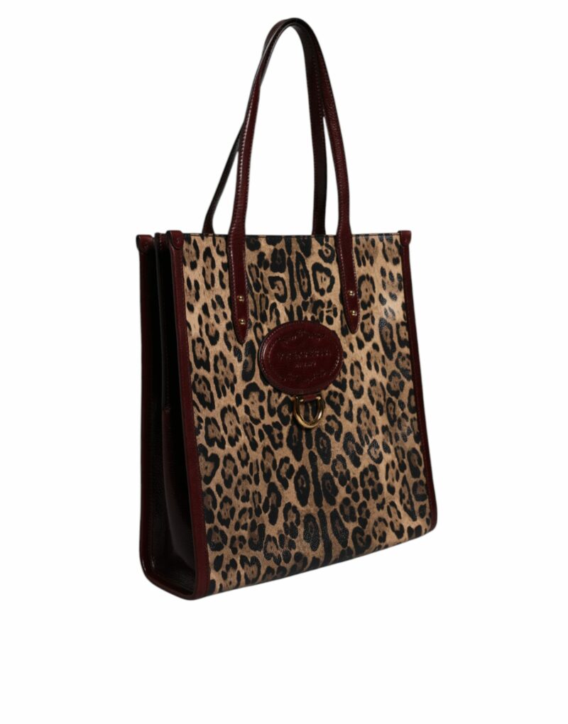 Dolce & Gabbana Brown Leopard Leather Shoulder Strap Tote Bag - Image 3