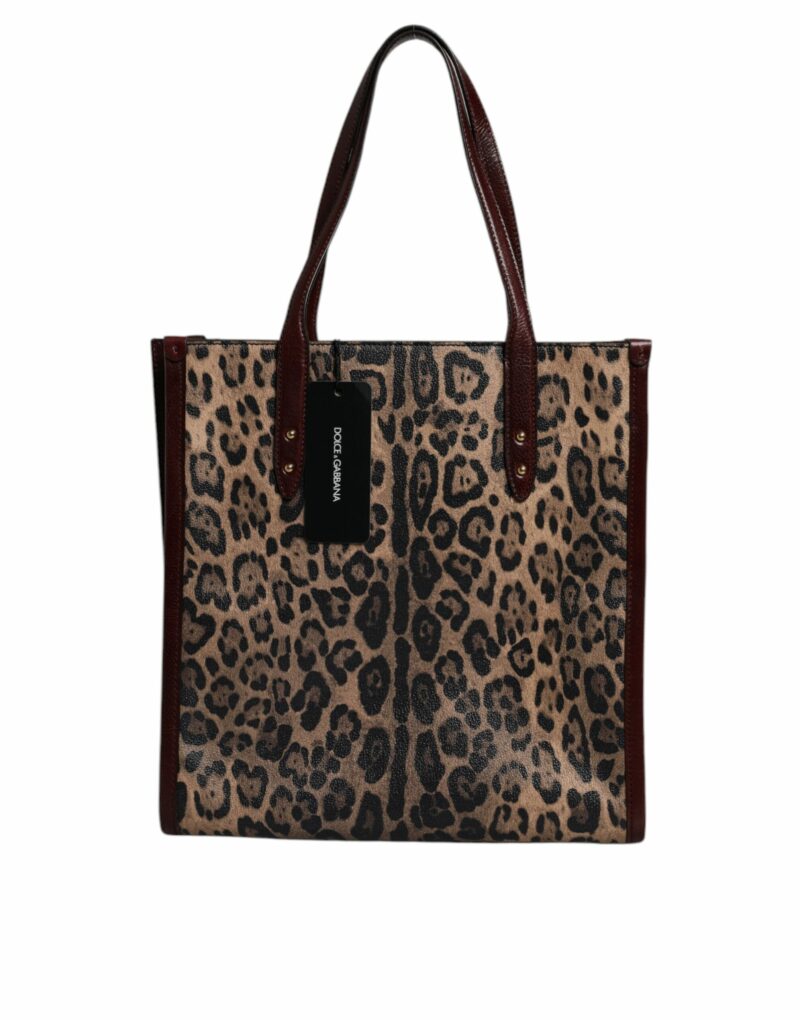 Dolce & Gabbana Brown Leopard Leather Shoulder Strap Tote Bag - Image 4