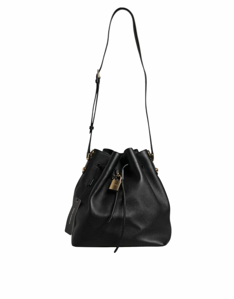 Dolce & Gabbana Black Calfskin Leather DOLCE Shoulder Bucket Bag - Image 2