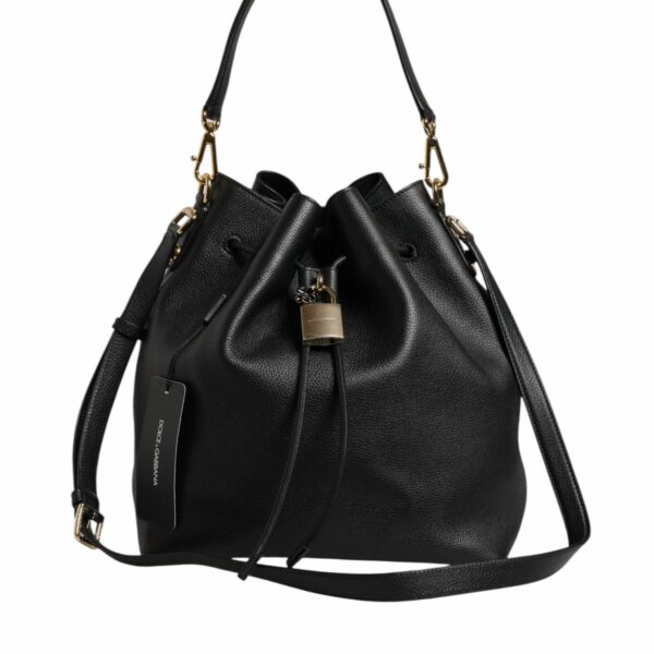 Dolce & Gabbana Black Calfskin Leather DOLCE Shoulder Bucket Bag