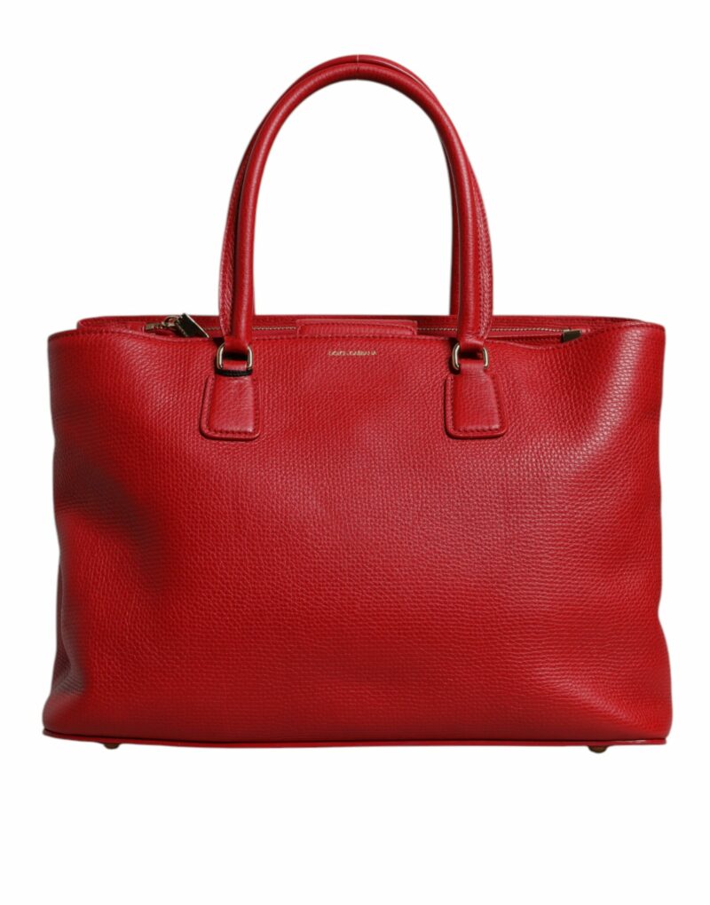 Dolce & Gabbana Red Calfskin Leather Logo Plaque Top Handle Bag - Image 2