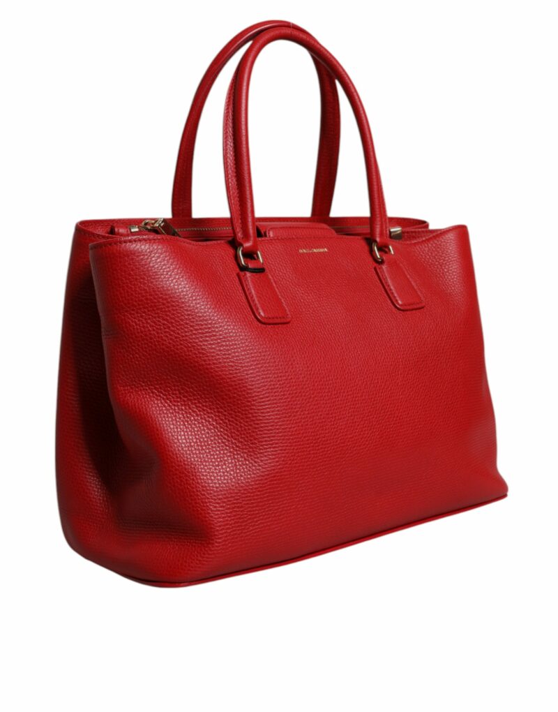 Dolce & Gabbana Red Calfskin Leather Logo Plaque Top Handle Bag - Image 3