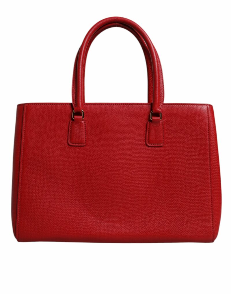 Dolce & Gabbana Red Calfskin Leather Logo Plaque Top Handle Bag - Image 4