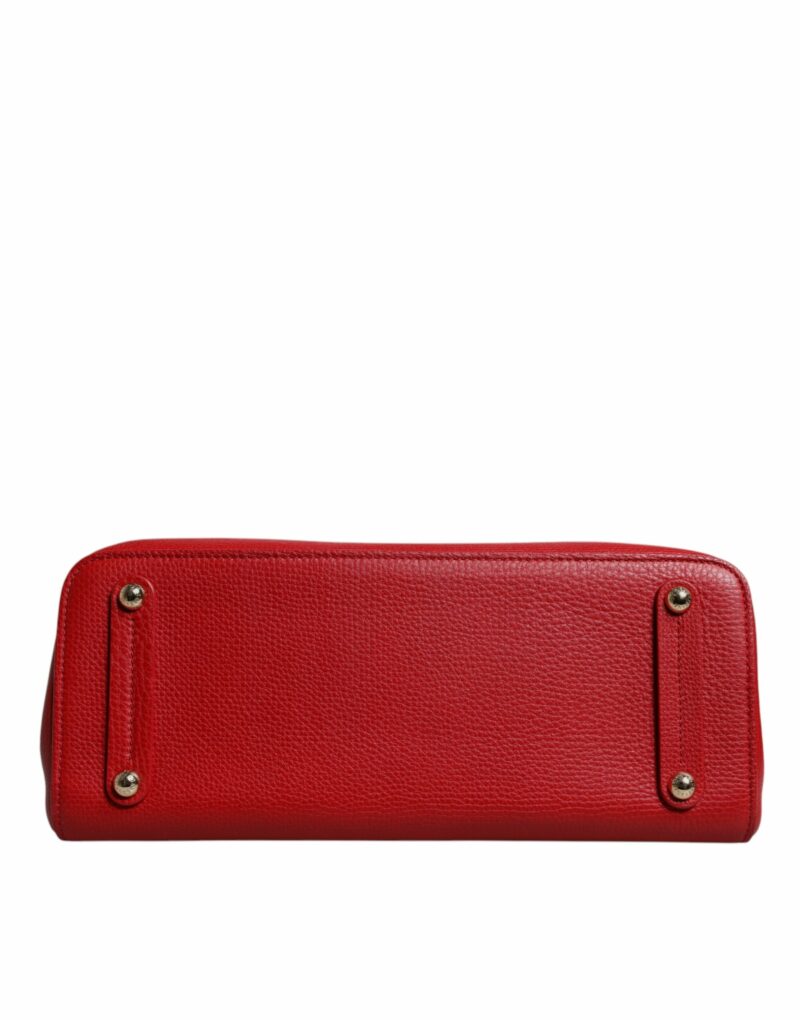 Dolce & Gabbana Red Calfskin Leather Logo Plaque Top Handle Bag - Image 5