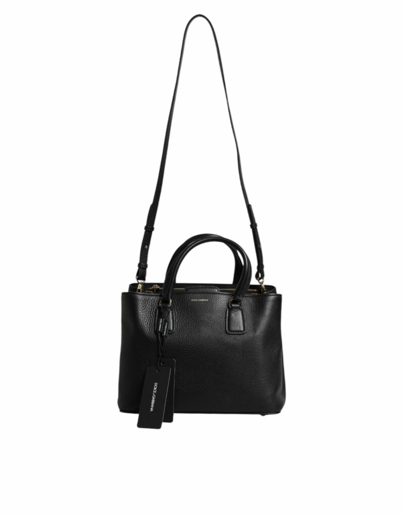 Dolce & Gabbana Black Calf Leather Logo Plaque Shoulder Handbag Bag - Image 2