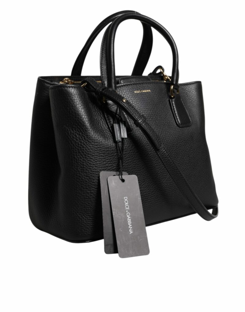 Dolce & Gabbana Black Calf Leather Logo Plaque Shoulder Handbag Bag - Image 4