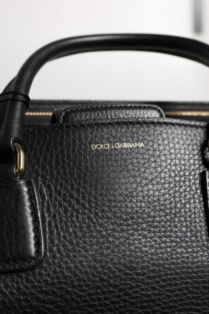 Dolce & Gabbana Black Calf Leather Logo Plaque Shoulder Handbag Bag - Image 7