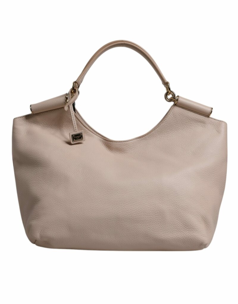 Dolce & Gabbana Light Pink Deer Leather Logo Plaque Tote Top Handle Bag - Image 2