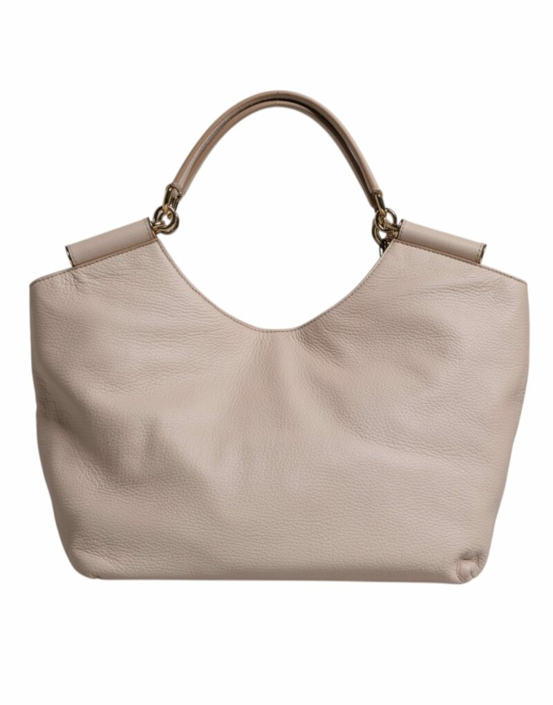 Dolce & Gabbana Light Pink Deer Leather Logo Plaque Tote Top Handle Bag - Image 4