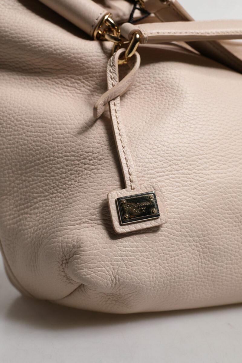 Dolce & Gabbana Light Pink Deer Leather Logo Plaque Tote Top Handle Bag - Image 6