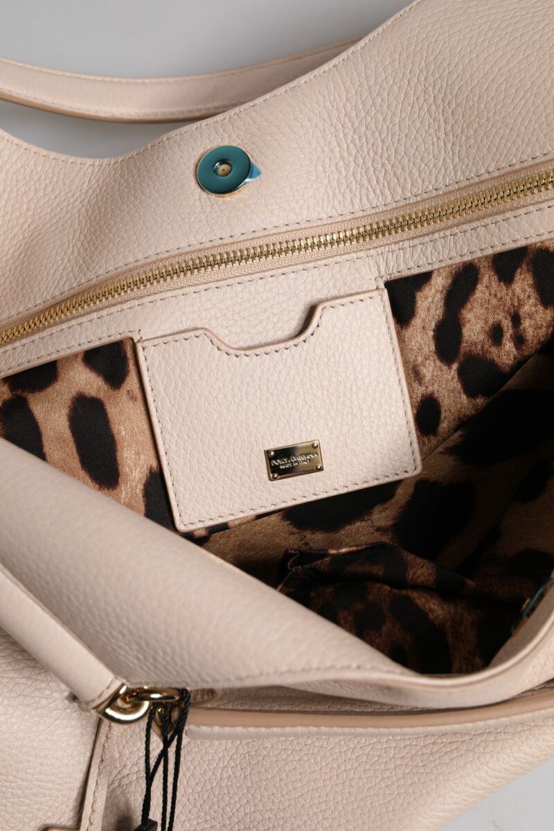 Dolce & Gabbana Light Pink Deer Leather Logo Plaque Tote Top Handle Bag - Image 7