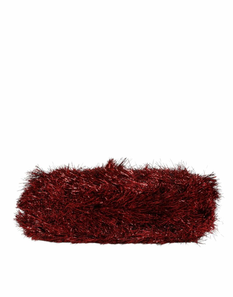 Dolce & Gabbana Red Gold Chain VANDA Tinsel Crystals Evening Clutch Bag - Image 5