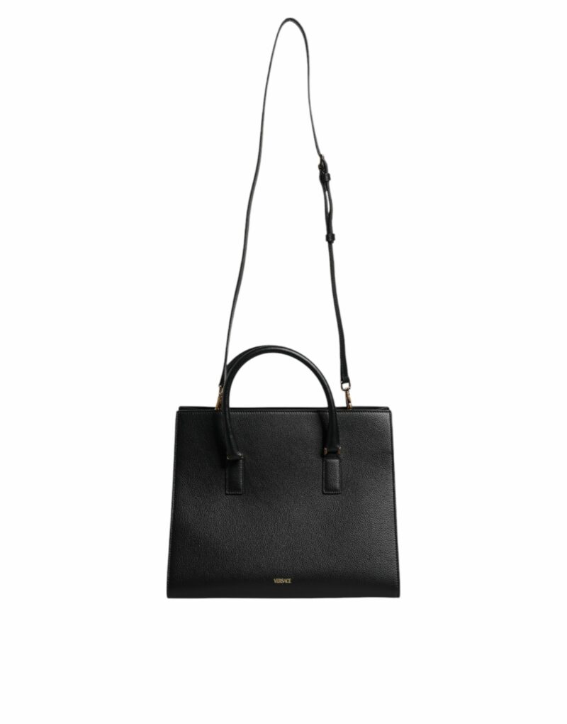 Versace Black Large Leather Top Handle Shoulder Crossbody Bag - Image 2
