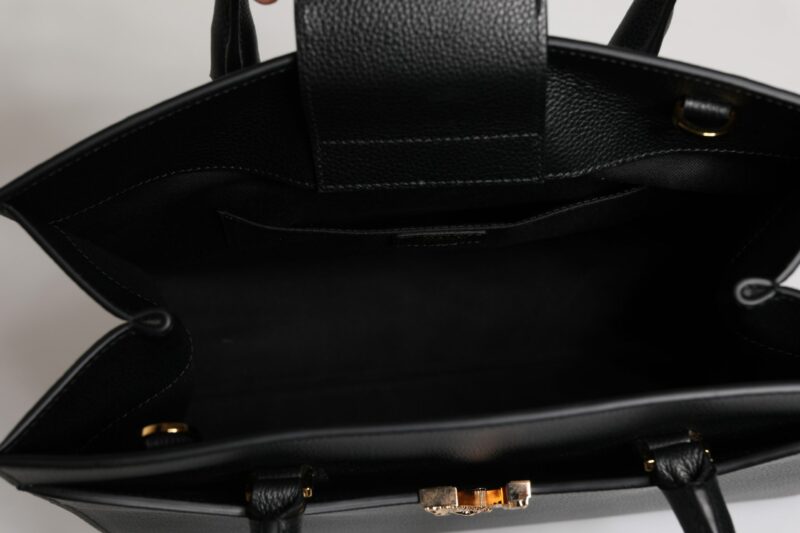 Versace Black Large Leather Top Handle Shoulder Crossbody Bag - Image 8