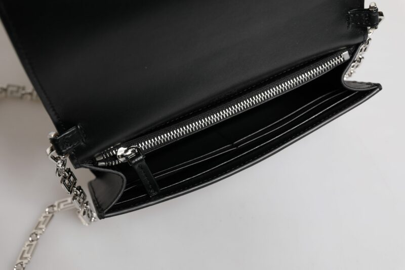 Versace Black Calfskin Leather Chain Strap Shoulder Crossbody Bag - Image 8