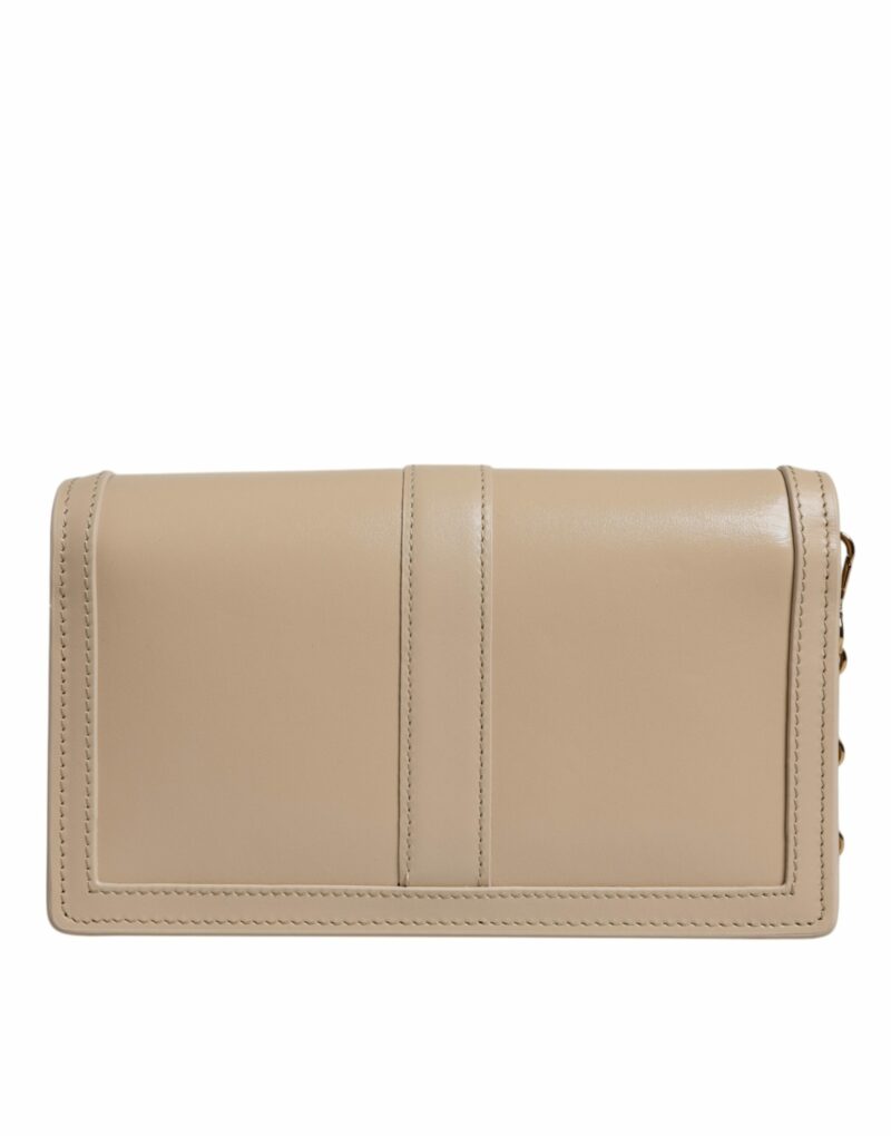 Versace Beige Gold Chain Calf Leather Wallet Crossbody Bag - Image 5