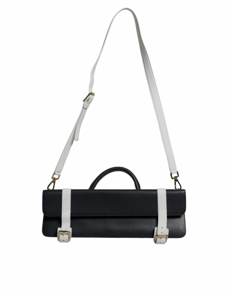 Dolce & Gabbana Blue White Calfskin Leather Crossbody Shoulder Bag - Image 2