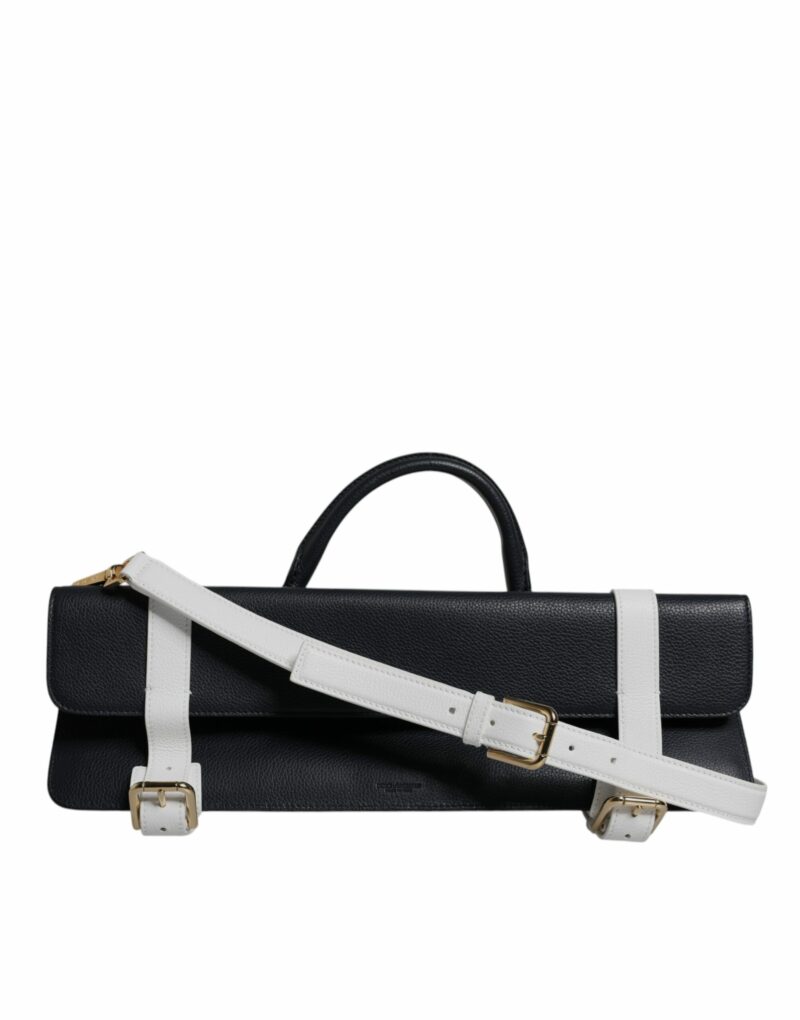 Dolce & Gabbana Blue White Calfskin Leather Crossbody Shoulder Bag - Image 3
