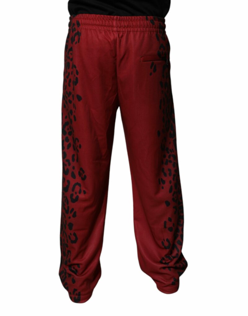 Dolce & Gabbana Red Leopard Print Polyester Men Jogger Pants - Image 4