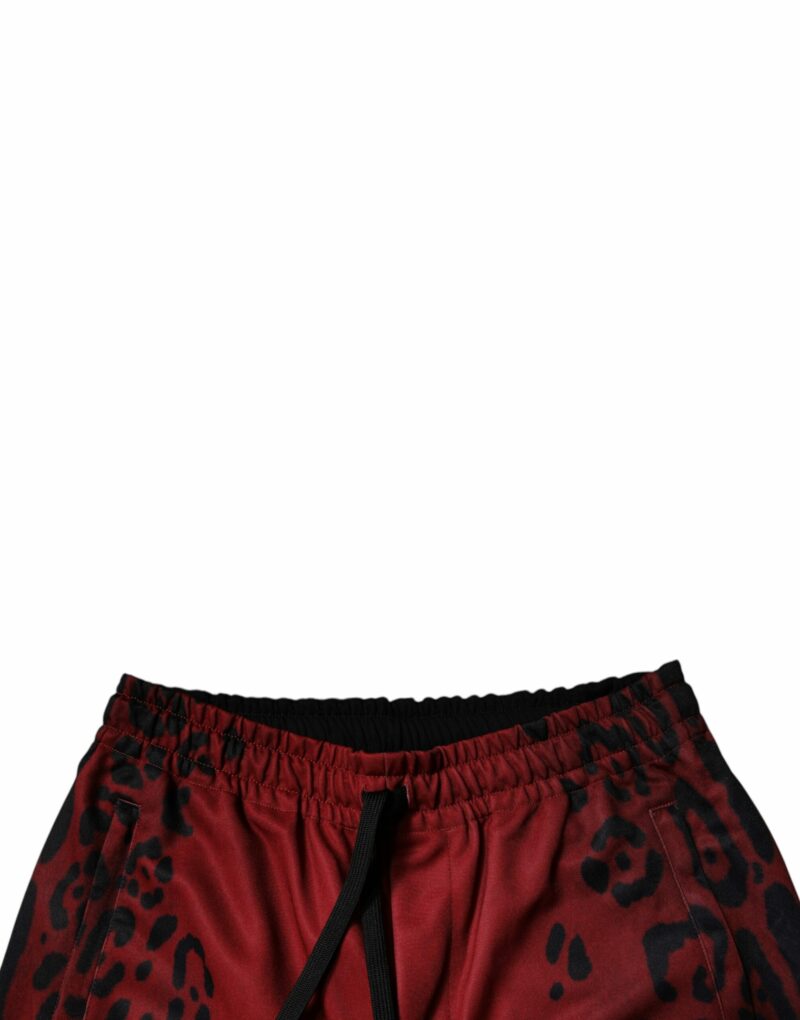 Dolce & Gabbana Red Leopard Print Polyester Men Jogger Pants - Image 5