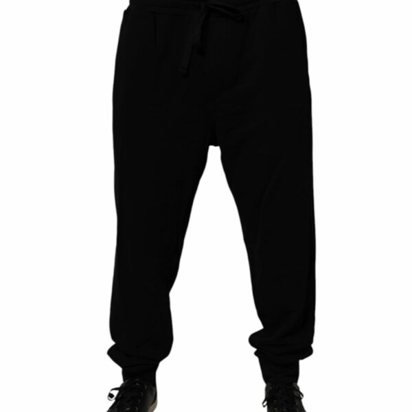 Dolce & Gabbana Black Cotton Crown Logo Jogger Pants