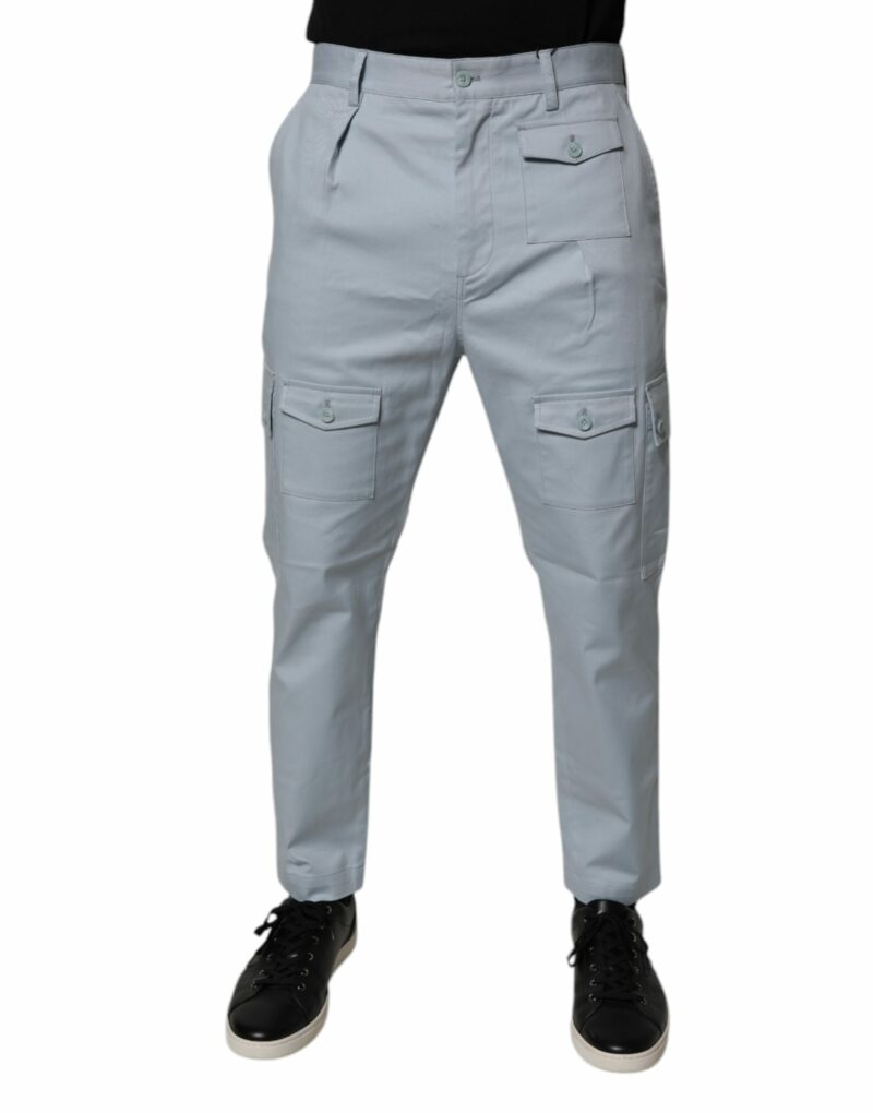 Dolce & Gabbana Light Blue Cotton Cargo Tapered Pants - Image 2