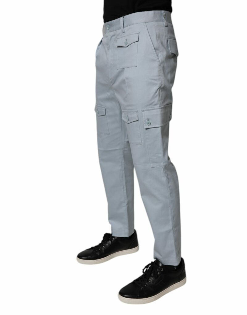 Dolce & Gabbana Light Blue Cotton Cargo Tapered Pants - Image 3