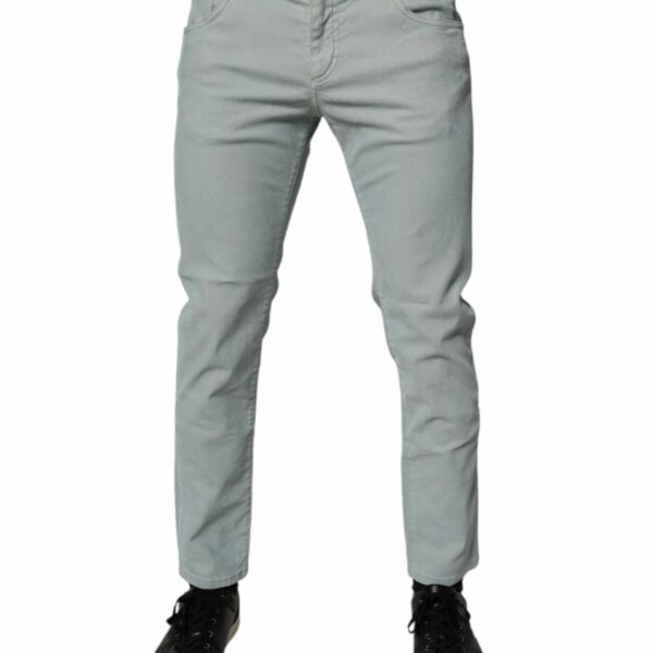Dolce & Gabbana Light Blue Logo Plaque Skinny Men Denim Jeans