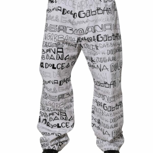 Dolce & Gabbana White Logo Print Straight Men Denim Jeans