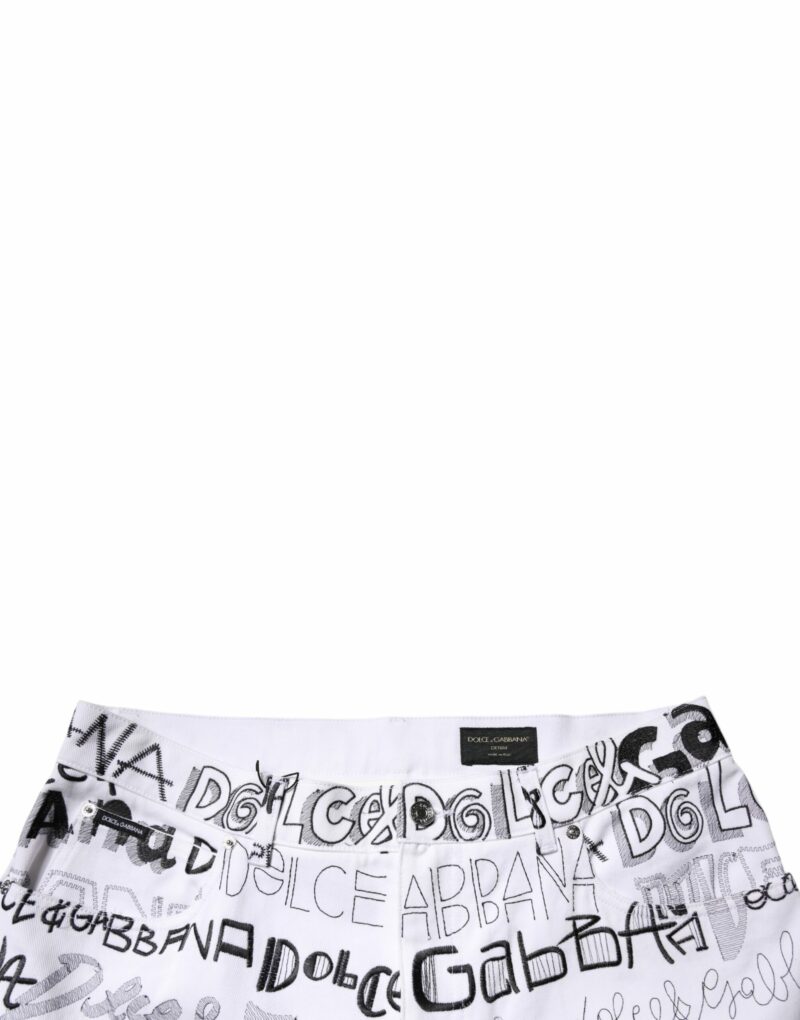 Dolce & Gabbana White Logo Print Straight Men Denim Jeans - Image 5