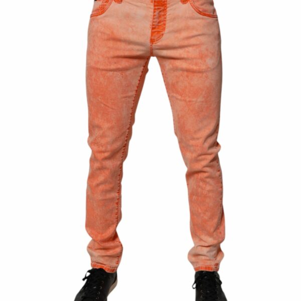 Dolce & Gabbana Orange Tie Dye Cotton Skinny Men Denim Jeans