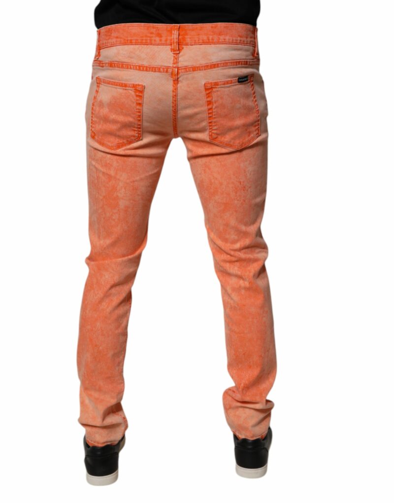 Dolce & Gabbana Orange Tie Dye Cotton Skinny Men Denim Jeans - Image 4