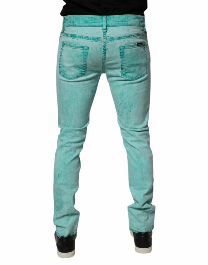 Dolce & Gabbana Green Tie Dye Cotton Skinny Men Denim Jeans - Image 4