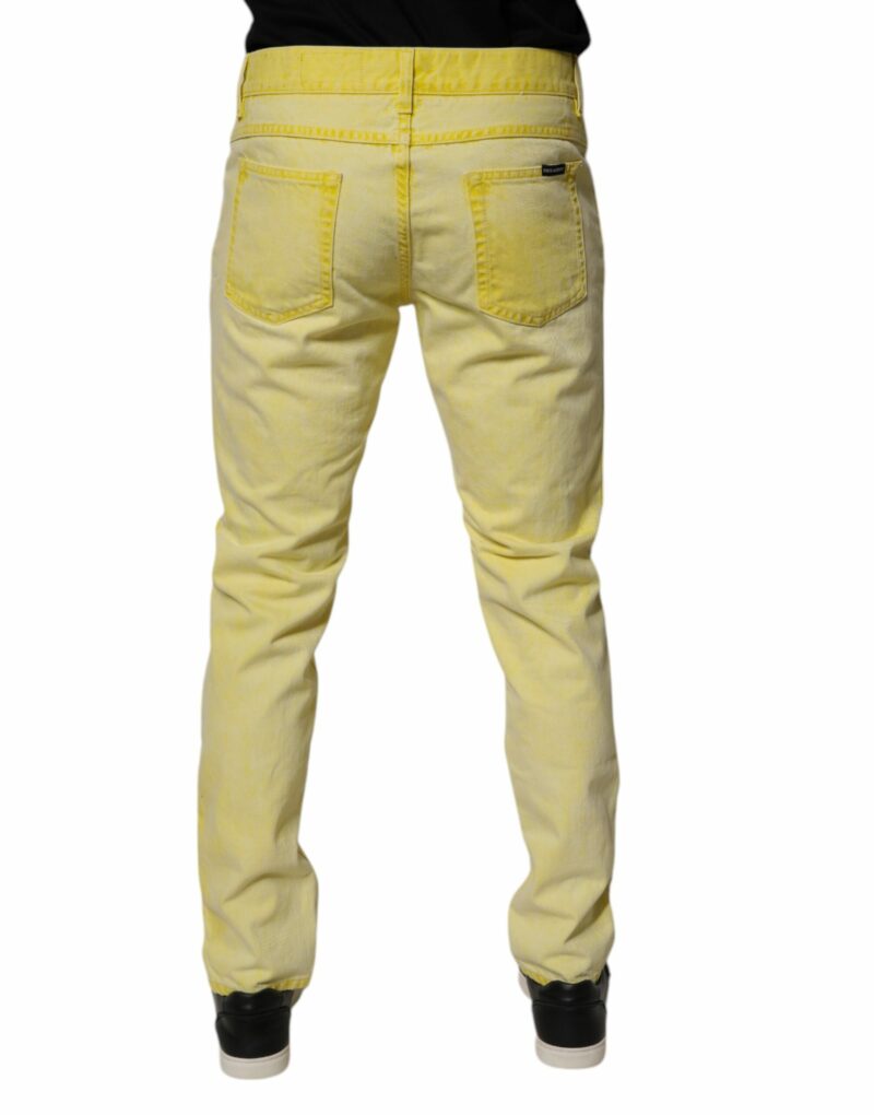 Dolce & Gabbana Yellow Cotton Stretch Skinny Men Denim Jeans - Image 4