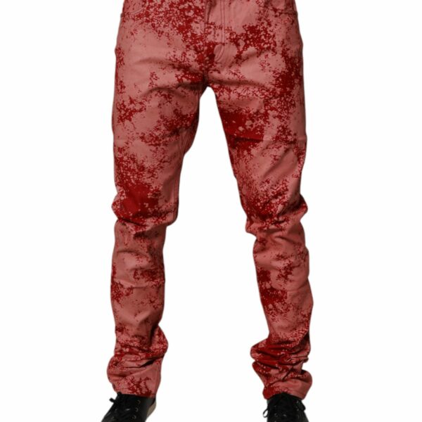 Dolce & Gabbana Red Tie Dye Cotton Skinny Men Denim Jeans