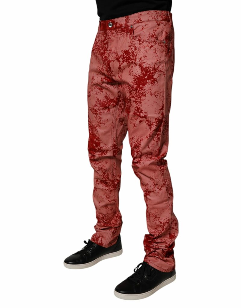 Dolce & Gabbana Red Tie Dye Cotton Skinny Men Denim Jeans - Image 3