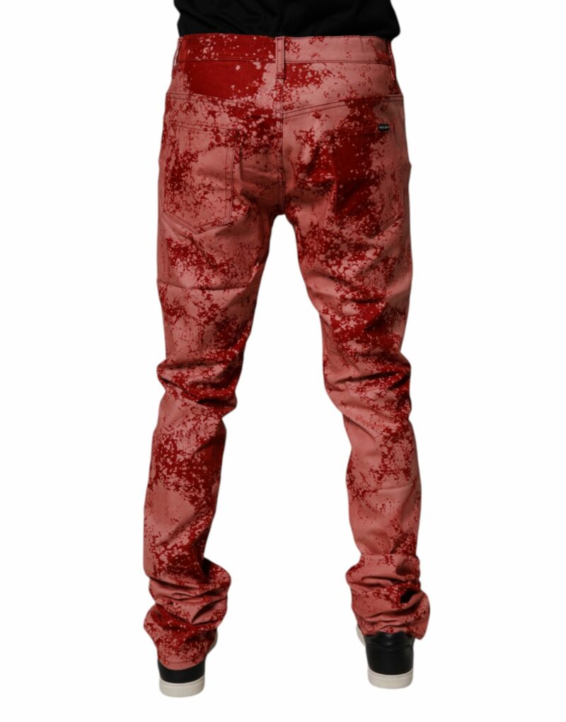 Dolce & Gabbana Red Tie Dye Cotton Skinny Men Denim Jeans - Image 4