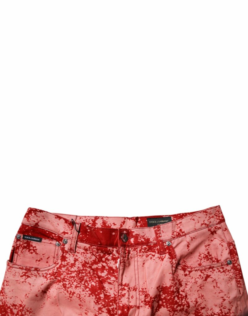 Dolce & Gabbana Red Tie Dye Cotton Skinny Men Denim Jeans - Image 5