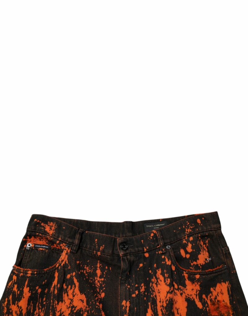 Dolce & Gabbana Black Red Tie Dye Cotton Straight Denim Jeans - Image 5